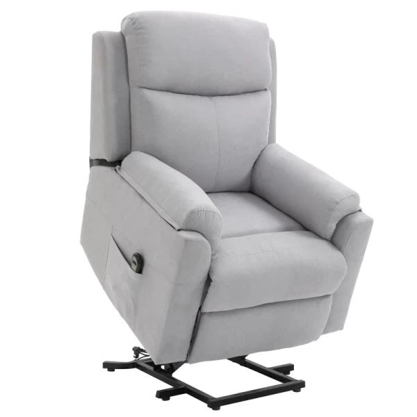 Elektrische Sta-op-stoel Fauteuil Met Sta-op-hulp Voor Senioren Relax-fauteuil TV-fauteuil Met Slaapfunctie En Sta-op-hulp TV-fauteuil Ligfunctie Linnen Touch Grijs 83 X 89 X 102 Cm 1