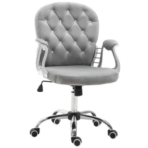  Ergonomische Bureaustoel, Directiestoel, Gestoffeerde Rugleuning, Grijs, 59,5 X 60,5 95-105 Cm 1