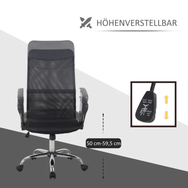  Ergonomische Bureaustoel, Gamestoel, Draaistoel Met Schommelfunctie, In Hoogte Verstelbare Bureaustoel, Schuim, Mesh, Zwart, 63 X 65 X 109-119 Cm 4