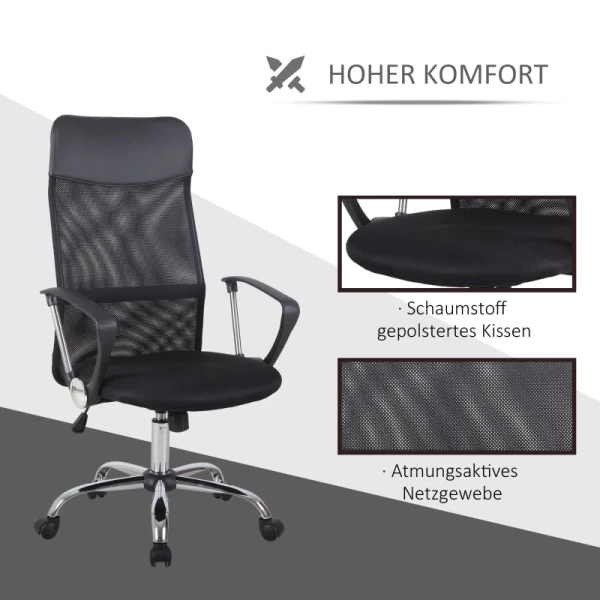  Ergonomische Bureaustoel, Gamestoel, Draaistoel Met Schommelfunctie, In Hoogte Verstelbare Bureaustoel, Schuim, Mesh, Zwart, 63 X 65 X 109-119 Cm 7