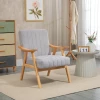  Fauteuil In Scandinavisch Design, Fluwelen Look, Massief Hout; 68cm X 74cm X 82cm, Naturel + Grijs 2