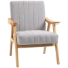  Fauteuil In Scandinavisch Design, Fluwelen Look, Massief Hout; 68cm X 74cm X 82cm, Naturel + Grijs 1