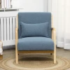  Fauteuil In Scandinavisch Design Inclusief Kussens, Accentfauteuil, Leesfauteuil. Massief Hout, Lichtblauw 6