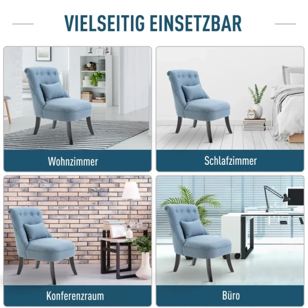  Fauteuil Met Rugkussen Fauteuil Tv-stoel Verhoogde Voeten Linnen Blauw 52,5 X 69 X 77 Cm 6