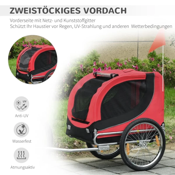  Fietskar Voor Honden Met Universele Koppeling Staal Rood+Zwart 6