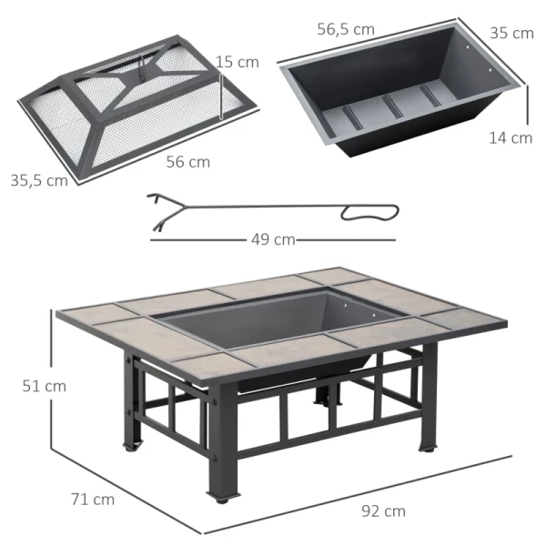  Fire Pit Spark Arrester Inclusief Poker & Cover Weerbestendig Bruin + Zwart 3