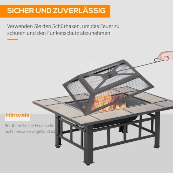  Fire Pit Spark Arrester Inclusief Poker & Cover Weerbestendig Bruin + Zwart 6