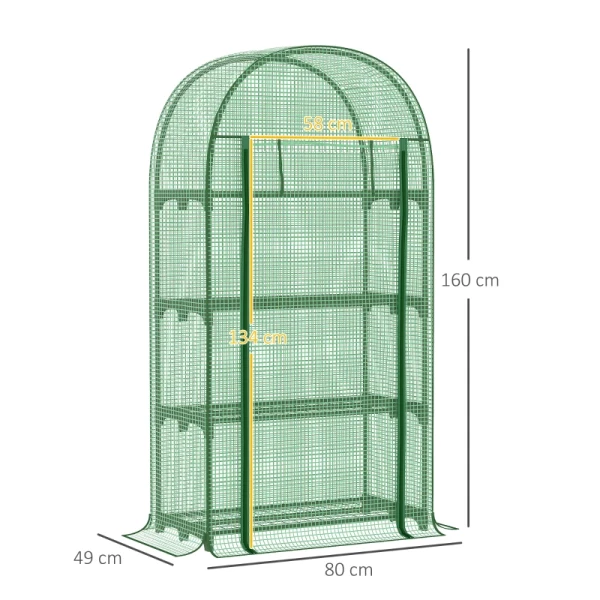  Folie Broeikas Balkon Met 4 Schappen Mini Broeikas Broeikas Tomaat Kamer Plantenhuis Koude Frame Metaal Groen 80 X 49 X 160 Cm 3