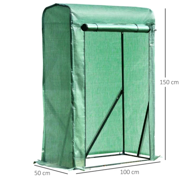  Folie Kas Binnenplaats Balkon Mini Draagbare Metalen Frame Warm Tuinhuisje Staal PE Plastic Groen 100x50x150cm 3