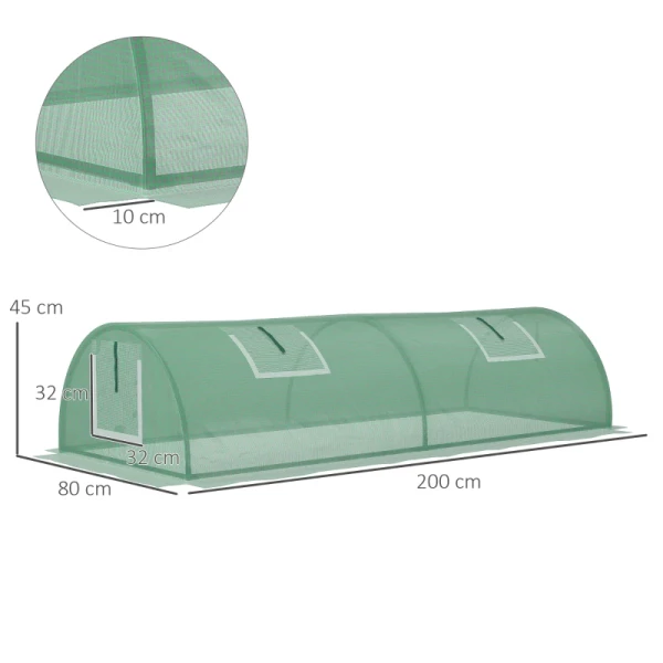  Folie Kas Weerbestendig UV-bestendig Folie Tunnel 200cm X 80cm X 45cm Groen 3