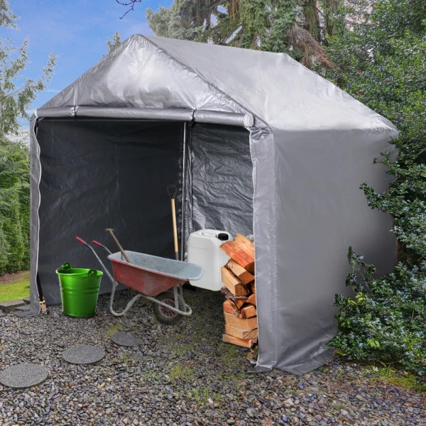  Folie Tuinhuis Tuinhuis Folie Garage Verzinkt Staal PE Grijs 2 X 2 X 2 M 2