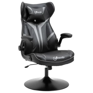  Gamingstoel Ergonomische Computerstoel Met Wipfunctie Draaistoel In Hoogte Verstelbaar Staal Zwart + Grijs 67 X 75 X 106-112 Cm 1