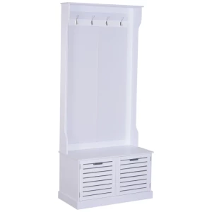  Garderobe Kapstok Kapstok Met Bankje Kapstok MDF Wit 80 X 40 X 180 Cm 1