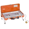  Gasbarbecue Campinggrill Twee Branders Deksel Inklapbare Poten Staal Oranje 46,5 X 33,5 X 17,4 Cm 1