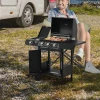 Gasbarbecue Met 3 Hoofdbranders + 1 Zijbrander, Plank, Roestvrij Staal, Zwart, 110 X 50 X 100 Cm 2