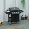  Gasgrill BBQ Met Elk 3 Branders 3 Kw Mobiele Grillwagen Met 4 Wielen Grillnet Bijzettafels Drukregelaar Slangen Kast Multifunctioneel Staal Zwart 132,4 Cm X 55 Cm X 109 Cm 10