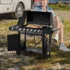  Gasgrill BBQ-trolley Met 6 Branders 1 Zijbranderkast Multifunctioneel Metaal Zwart 135 X 50 X 100 Cm 2