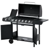  Gasgrill BBQ-trolley Met 6 Branders 1 Zijbranderkast Multifunctioneel Metaal Zwart 135 X 50 X 100 Cm 11