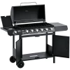  Gasgrill BBQ-trolley Met 6 Branders 1 Zijbranderkast Multifunctioneel Metaal Zwart 135 X 50 X 100 Cm 1