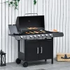  Gasgrill BBQ-trolley Met 6 Branders 1 Zijbranderkast Multifunctioneel Metaal Zwart 135 X 50 X 100 Cm 10