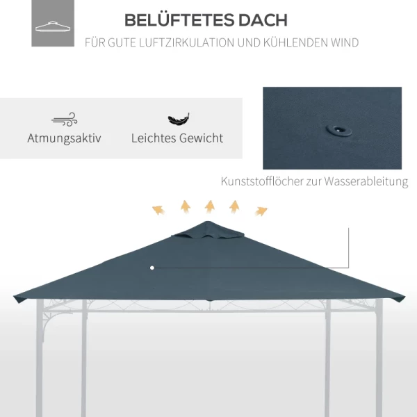  Gazebo Dakvervanging Gazebo Gazebo Cover Schaduw Polyester Donkergrijs 3m X 3m 6