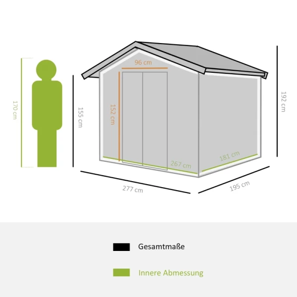  Gereedschapsschuur Met Schuifdeuren 2,77 X 1,95 X 1,92 Cm Metaal Antracietgrijs 3