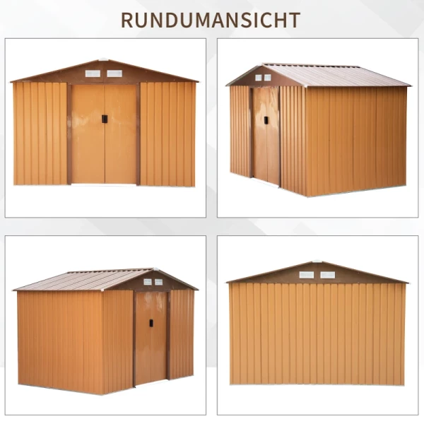  Gereedschapsschuur Met Schuifdeuren 2,77 X 1,95 X 1,92cm Metaal Geel 7