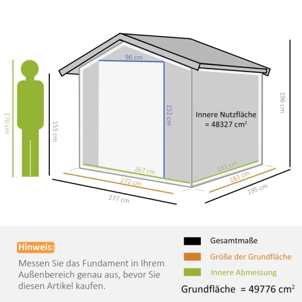  Gereedschapsschuur Met Schuifdeuren 2,77 X 1,95 X 1,92cm Metaal Grijs 3