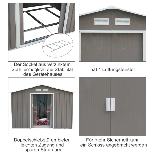  Gereedschapsschuur Met Schuifdeuren 2,77 X 1,95 X 1,92cm Metaal Grijs 7