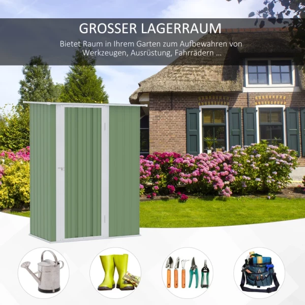  Gereedschapsschuur Tuinhuis Gereedschapsschuur Met Deur Buiten Staal Groen 142 X 84 X 189 Cm 7