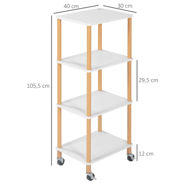  Gereedschapswagen, Keukentrolley, 3 Planken, 4 Wielen, Wit + Geel 3