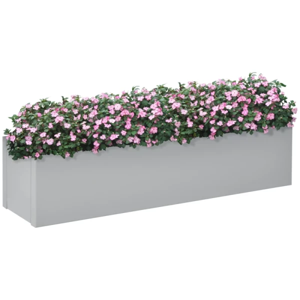 Geschilderde Stalen Weerbestendige Plantenbak 91cm X 22cm X 22cm Grijs 1