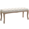  Gestoffeerde Bank, Borstbank, Schoenenbank, Pianobank, Vintage Bedbank, Slaapkamer, Woonkamer, Hal, Rubberhout, Linnen, Beige, 110 X 40 X 48 Cm 1