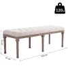  Gestoffeerde Zitbank Lounge Kruk Vintage Retro Met Knopen Linnen + Hout Beige 142 X 47 X 51 Cm 3