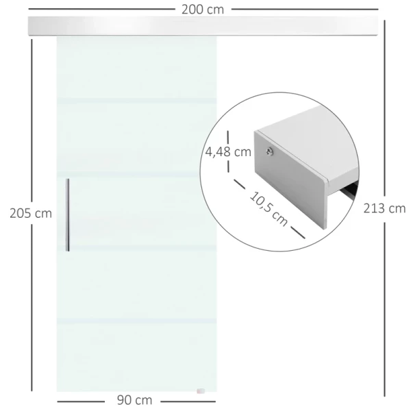  Glazen Schuifdeur Schuifdeur Kamerdeur Met Greeplijst Eenzijdig Gesatineerd Met Strepen 2050x900 Mm 3