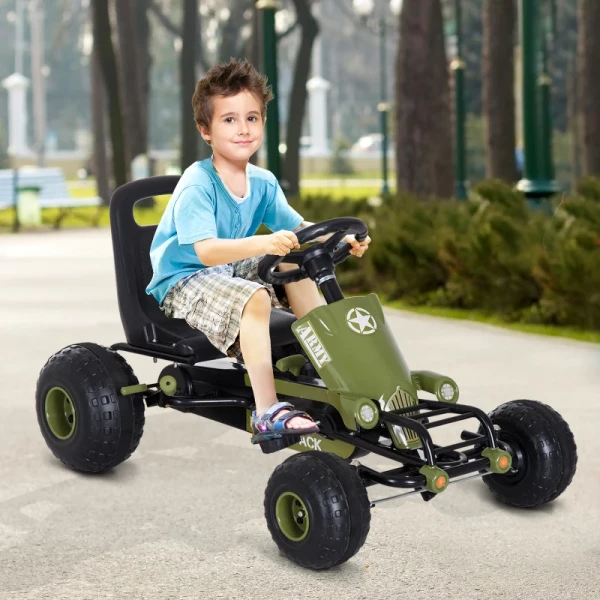  Go Kart Kinder Kettcar Trapauto Met Handrem Vanaf 3 Jaar Groen 99 X 65 X 56 Cm 2