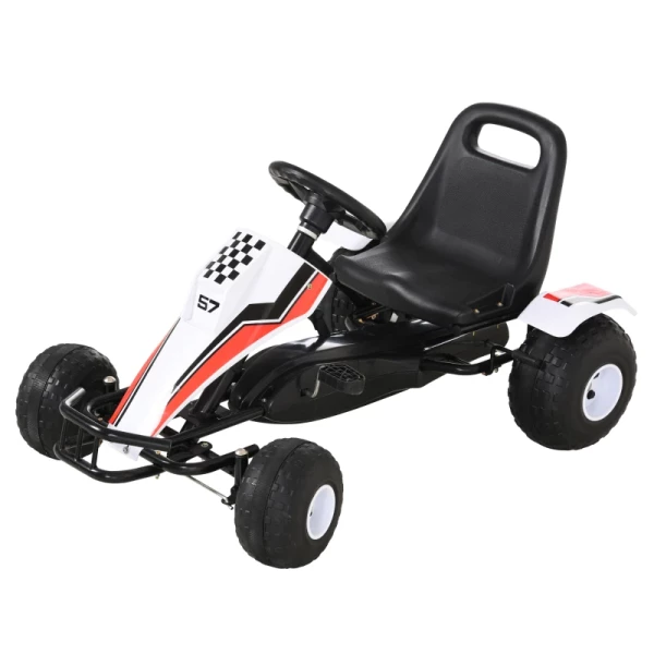 Go Kart Kindervoertuig Trapauto Met Rempedaal Kinderspeelgoed Voor 3-8 Jaar Staal Wit 104 X 66 X 57 Cm 1