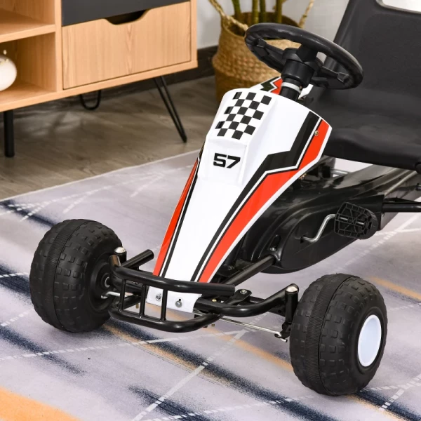  Go Kart Kindervoertuig Trapauto Met Rempedaal Kinderspeelgoed Voor 3-8 Jaar Staal Wit 104 X 66 X 57 Cm 9