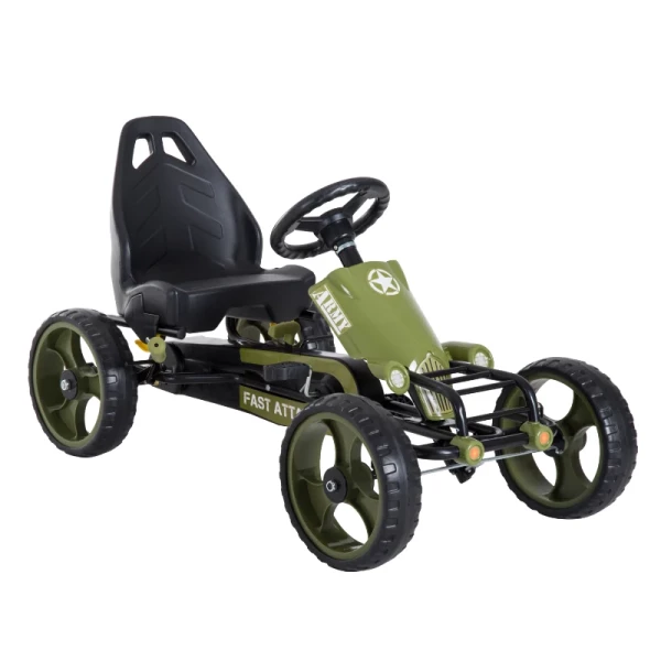 Go Kart Trapauto Met Handrem Kindervoertuig Kettcar Trapauto Met Verstelbare Stoel Vanaf 3 Jaar Groen 105 X 54 X 61 Cm 1