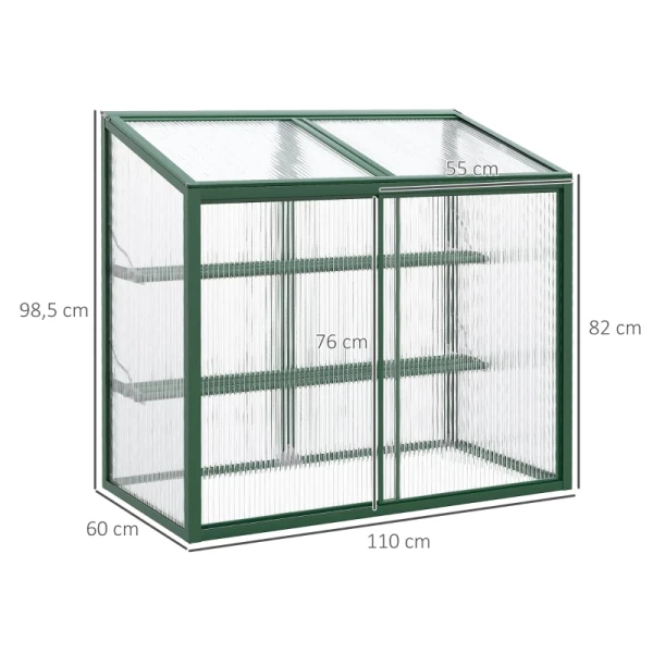  Greenhouse, Schuifdak, Schuifdeur, Planken, Groen Aluminium Frame, 100 X 60 X 98 Cm 3