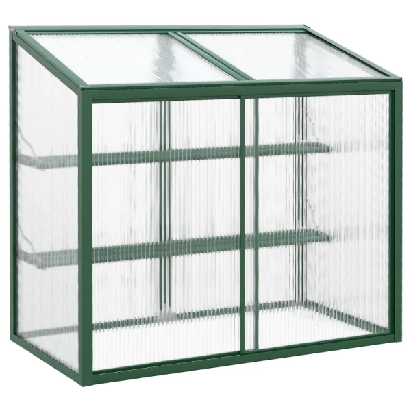 Greenhouse, Schuifdak, Schuifdeur, Planken, Groen Aluminium Frame, 100 X 60 X 98 Cm 1