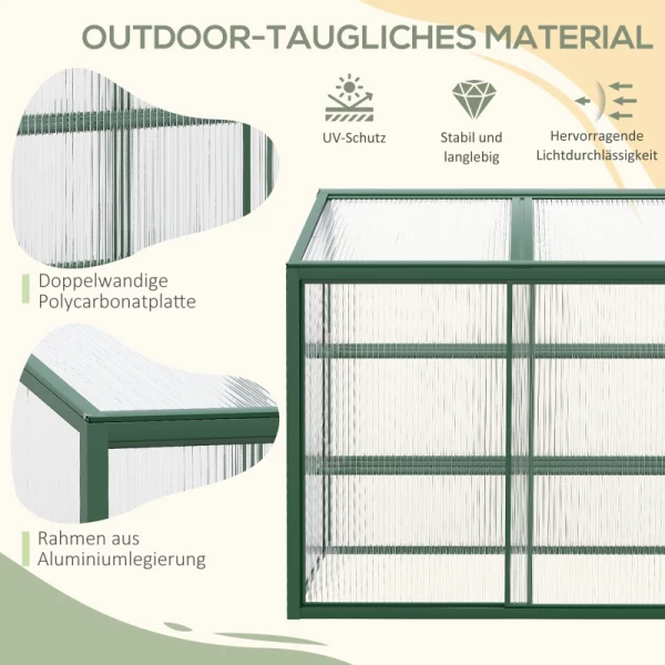  Greenhouse, Schuifdak, Schuifdeur, Planken, Groen Aluminium Frame, 100 X 60 X 98 Cm 8