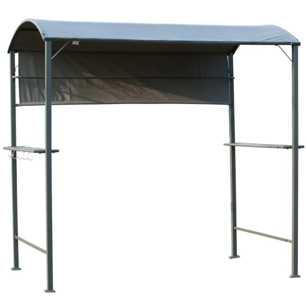 ® Grillpaviljoen BBQ-paviljoen Met 2 Planken Vlamvertragend Dak Polyester Zwart 1