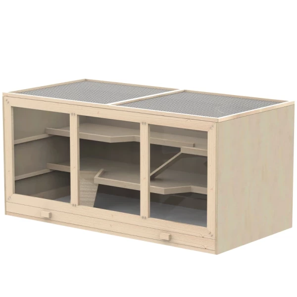  Hamsterkooi Knaagdierenkooi Kleindierenhok Van Hout Muizenkooi Met Trappen Kleinedierenkooi Knaagdierenvilla Drie Verdiepingen PVC Natuurlijk Hout 115 X 57 X 55 Cm 11