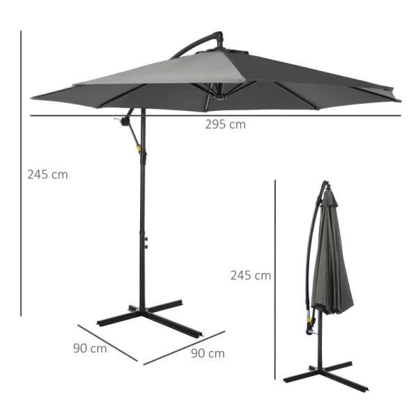  Handslinger Parasol Weerbestendig 2.95m X 2.95m X 2.45m Polyester Staal Zwart 3