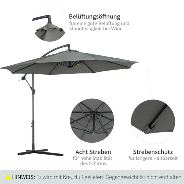  Handslinger Parasol Weerbestendig 2.95m X 2.95m X 2.45m Polyester Staal Zwart 5