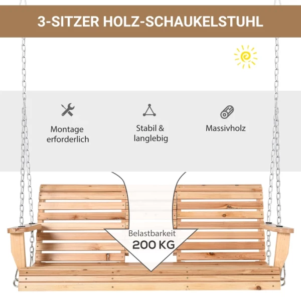  Hangbank Met Klaptafel En Bekerhouders Naturel Hout 150 X 75 X 53cm 4