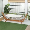  Hangmat Met Frame Verstelbare Hangmat Van Grenenhout Opvouwbare Staafhangmat Outdoor Indoor Creme Wit + Naturel 388 X 120 X 89 Cm 4