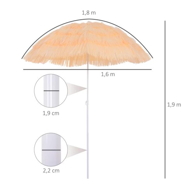  Hawaiian Parasol, Parasol, Tuinparaplu, In Hoogte Verstelbaar, Kantelbaar, Beige, Ø160 X 190cm 3