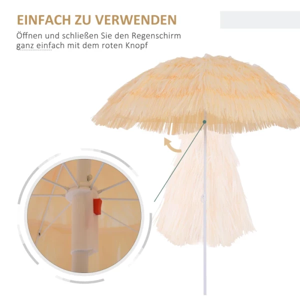  Hawaiian Parasol, Parasol, Tuinparaplu, In Hoogte Verstelbaar, Kantelbaar, Beige, Ø160 X 190cm 5